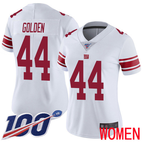 Women New York Giants #44 Markus Golden White Vapor Untouchable Limited Player 100th Season Football NFL Jersey